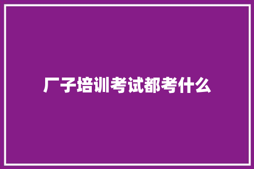 厂子培训考试都考什么