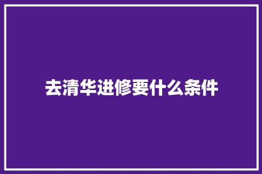 去清华进修要什么条件