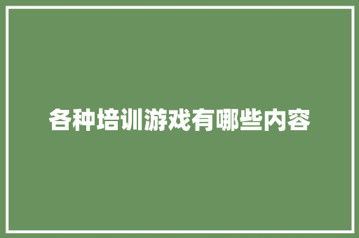 各种培训游戏有哪些内容