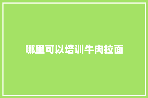 哪里可以培训牛肉拉面