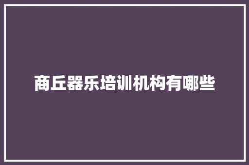 商丘器乐培训机构有哪些
