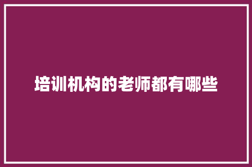 培训机构的老师都有哪些