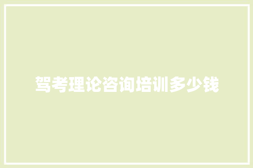 驾考理论咨询培训多少钱