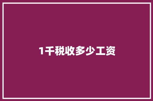 1千税收多少工资