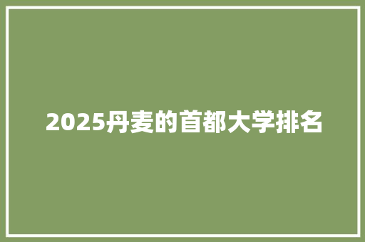 2025丹麦的首都大学排名