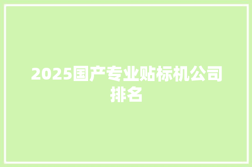 2025国产专业贴标机公司排名