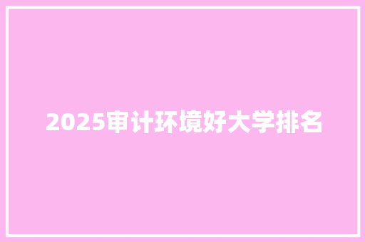 2025审计环境好大学排名