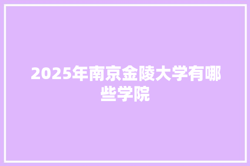 2025年南京金陵大学有哪些学院