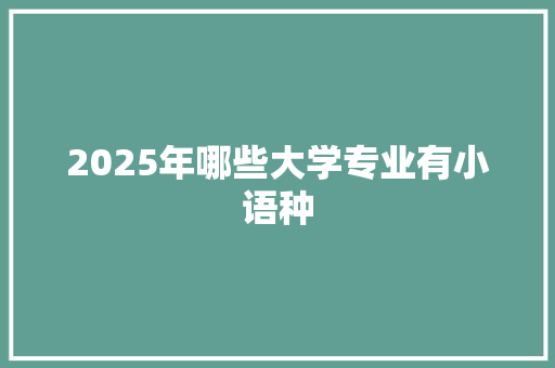 2025年哪些大学专业有小语种