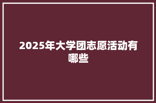 2025年大学团志愿活动有哪些