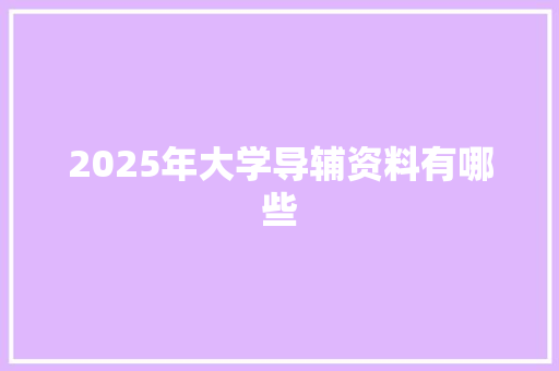 2025年大学导辅资料有哪些 项目报告