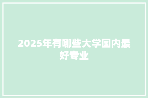 2025年有哪些大学国内最好专业