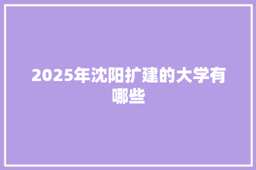 2025年沈阳扩建的大学有哪些