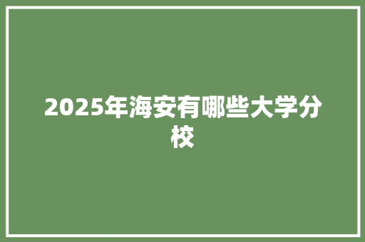 2025年海安有哪些大学分校