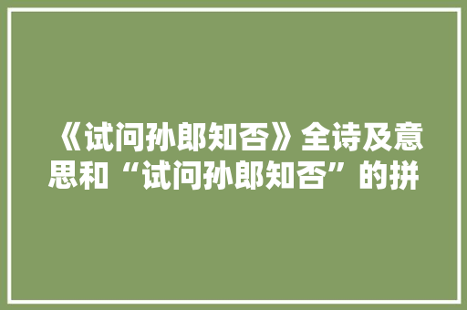 《试问孙郎知否》全诗及意思和“试问孙郎知否”的拼音注释