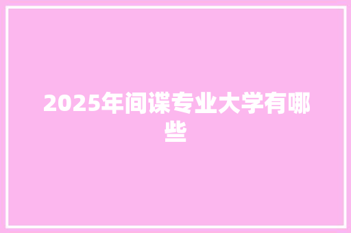 2025年间谍专业大学有哪些