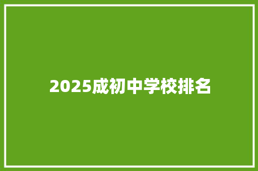 2025成初中学校排名