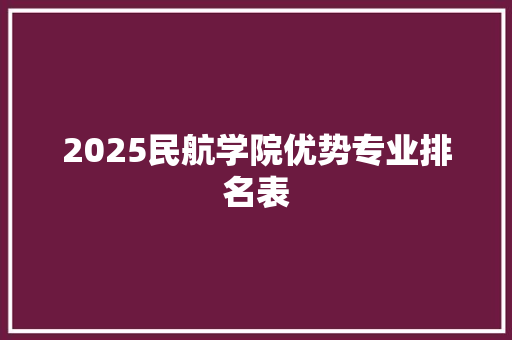 2025民航学院优势专业排名表