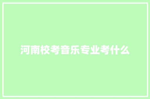 河南校考音乐专业考什么