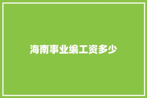 海南事业编工资多少