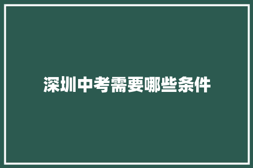 深圳中考需要哪些条件