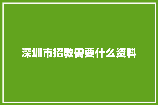 深圳市招教需要什么资料