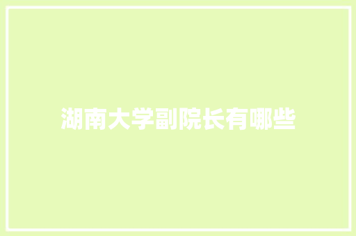 湖南大学副院长有哪些 职场写作
