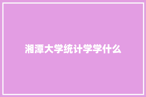 湘潭大学统计学学什么