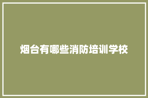 烟台有哪些消防培训学校
