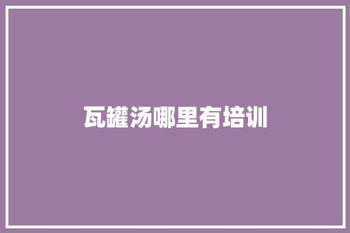 瓦罐汤哪里有培训