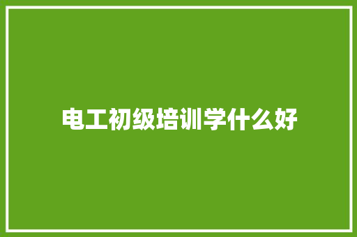 电工初级培训学什么好