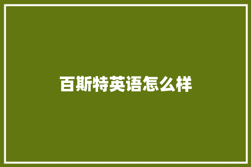 百斯特英语怎么样