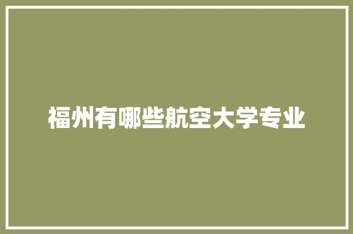福州有哪些航空大学专业
