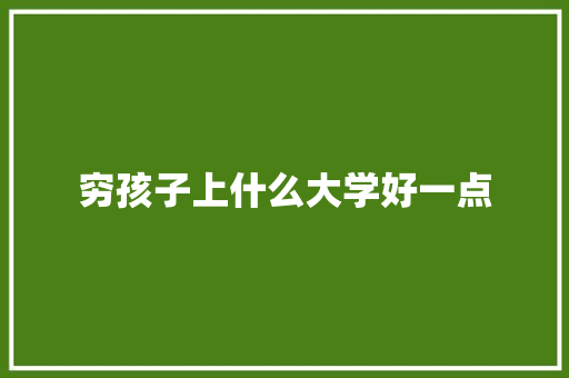 穷孩子上什么大学好一点