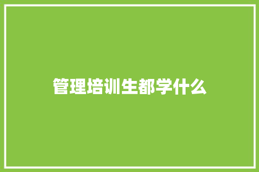管理培训生都学什么