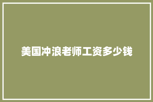 美国冲浪老师工资多少钱