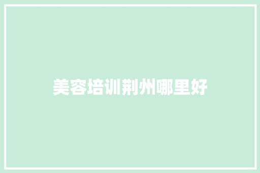 美容培训荆州哪里好