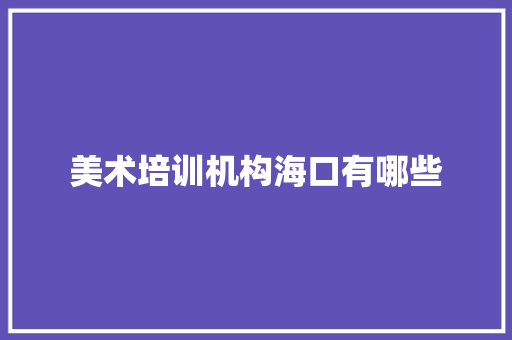 美术培训机构海口有哪些