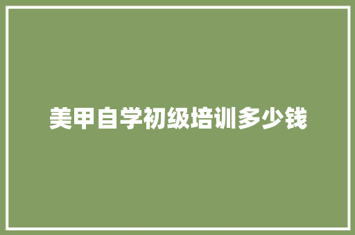 美甲自学初级培训多少钱