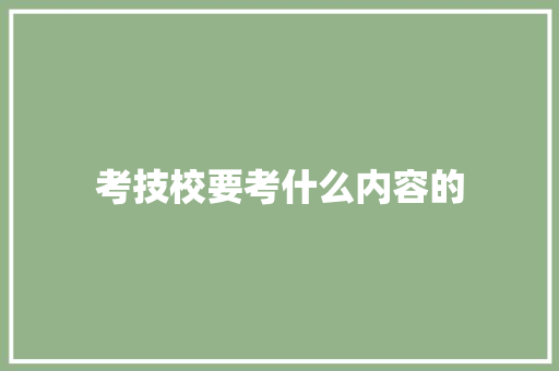 考技校要考什么内容的