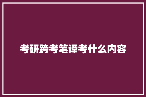 考研跨考笔译考什么内容 项目报告