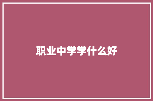 职业中学学什么好