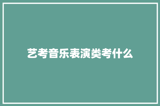 艺考音乐表演类考什么