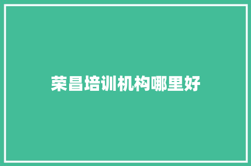 荣昌培训机构哪里好