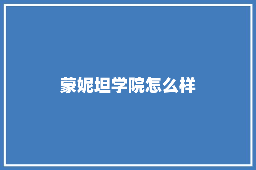 蒙妮坦学院怎么样
