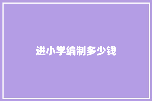 进小学编制多少钱