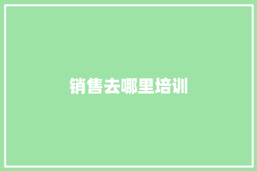 销售去哪里培训