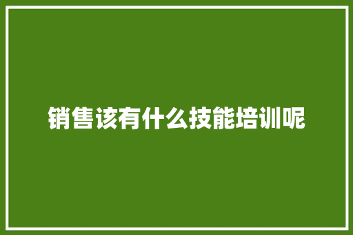销售该有什么技能培训呢