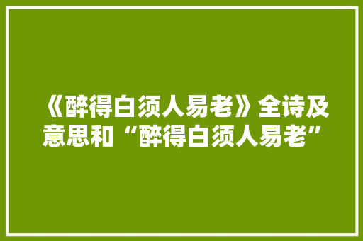 《醉得白须人易老》全诗及意思和“醉得白须人易老”的拼音注释