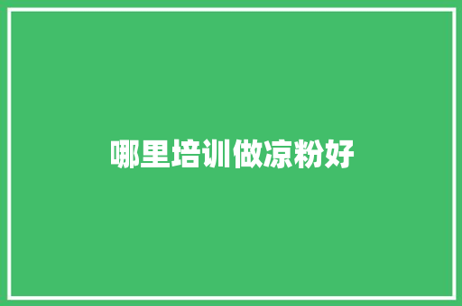 哪里培训做凉粉好 应用文